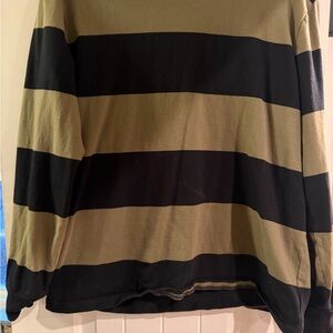 American Eagle Outfitters Black and Tan Striped Long Sleeve Shirt